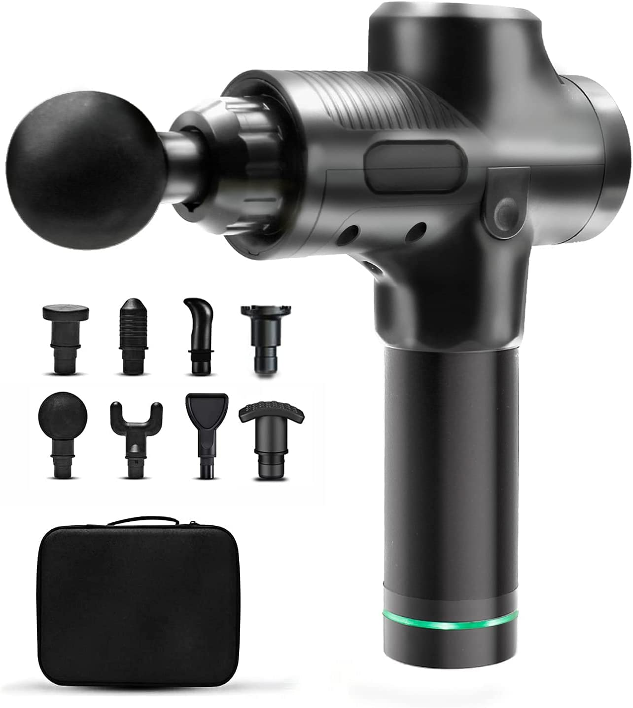 Pistola Masaje Muscular Cabezales 30 Velocidades Ajustables