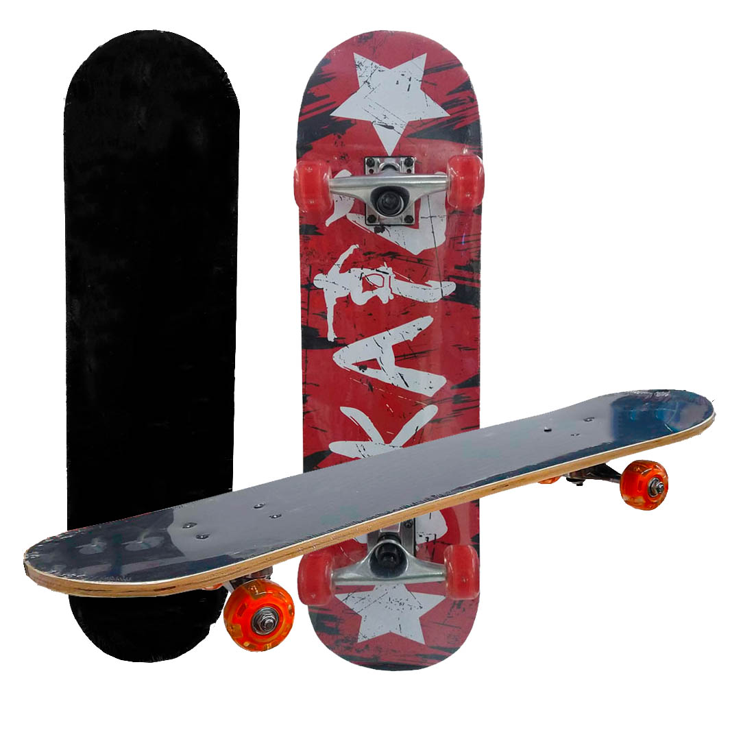 Patineta Clásica Skateboard Madera Clasica Ruedas Con Luz