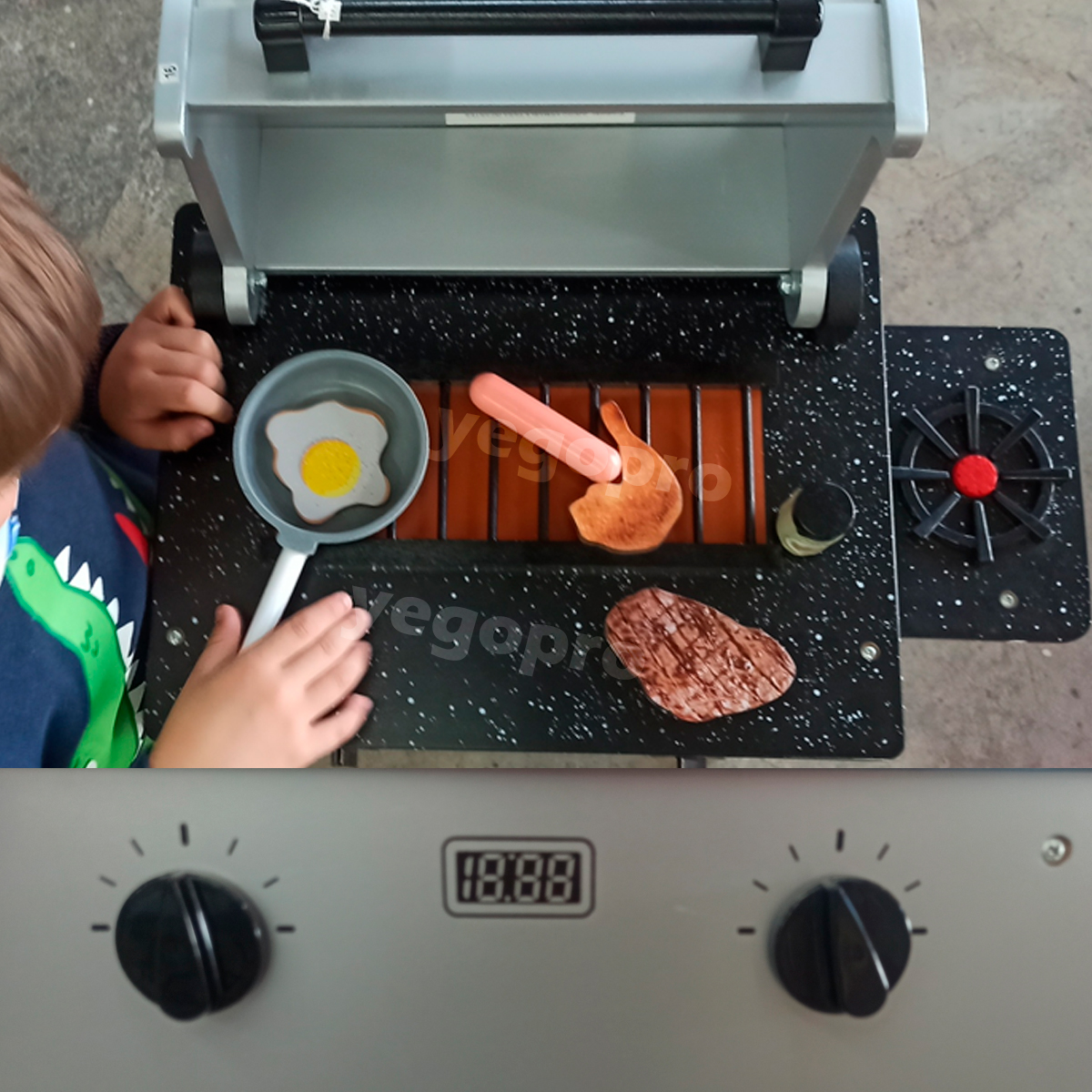 Asador de Madera BBQ Grill de Juego para Niños y Niñas Juguete Didáctico Parrilla