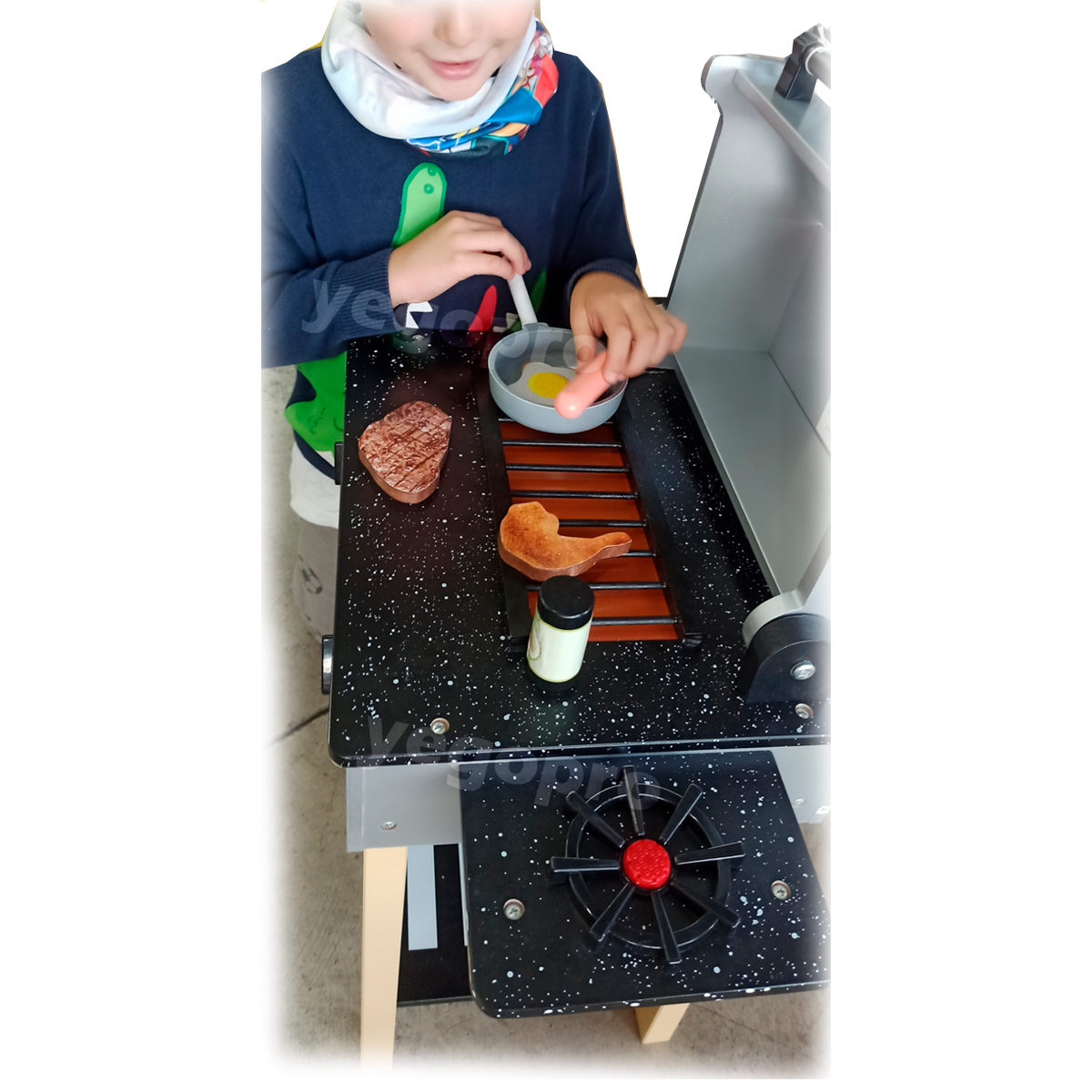 Asador de Madera BBQ Grill de Juego para Niños y Niñas Juguete Didáctico Parrilla