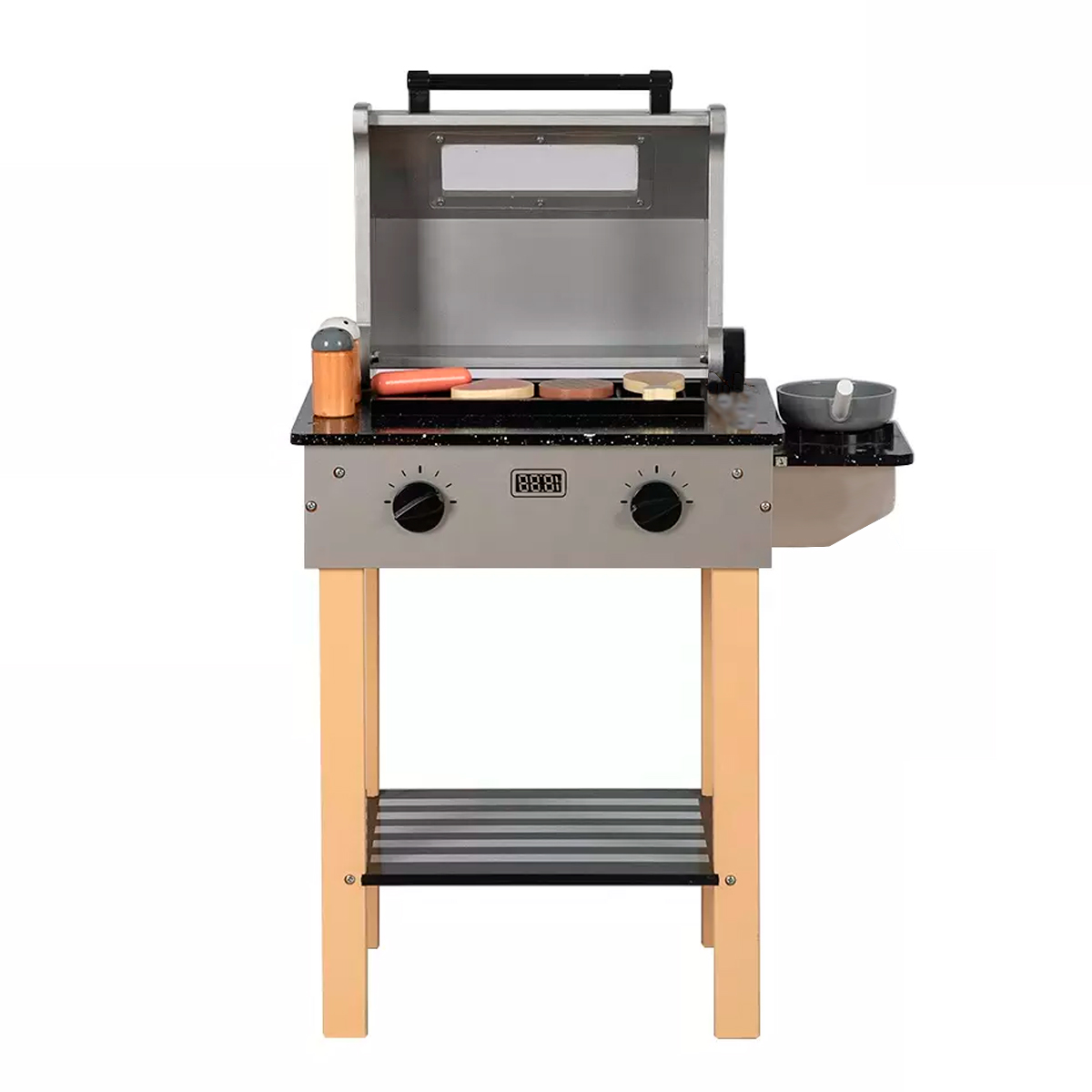 Asador de Madera BBQ Grill de Juego para Niños y Niñas Juguete Didáctico Parrilla