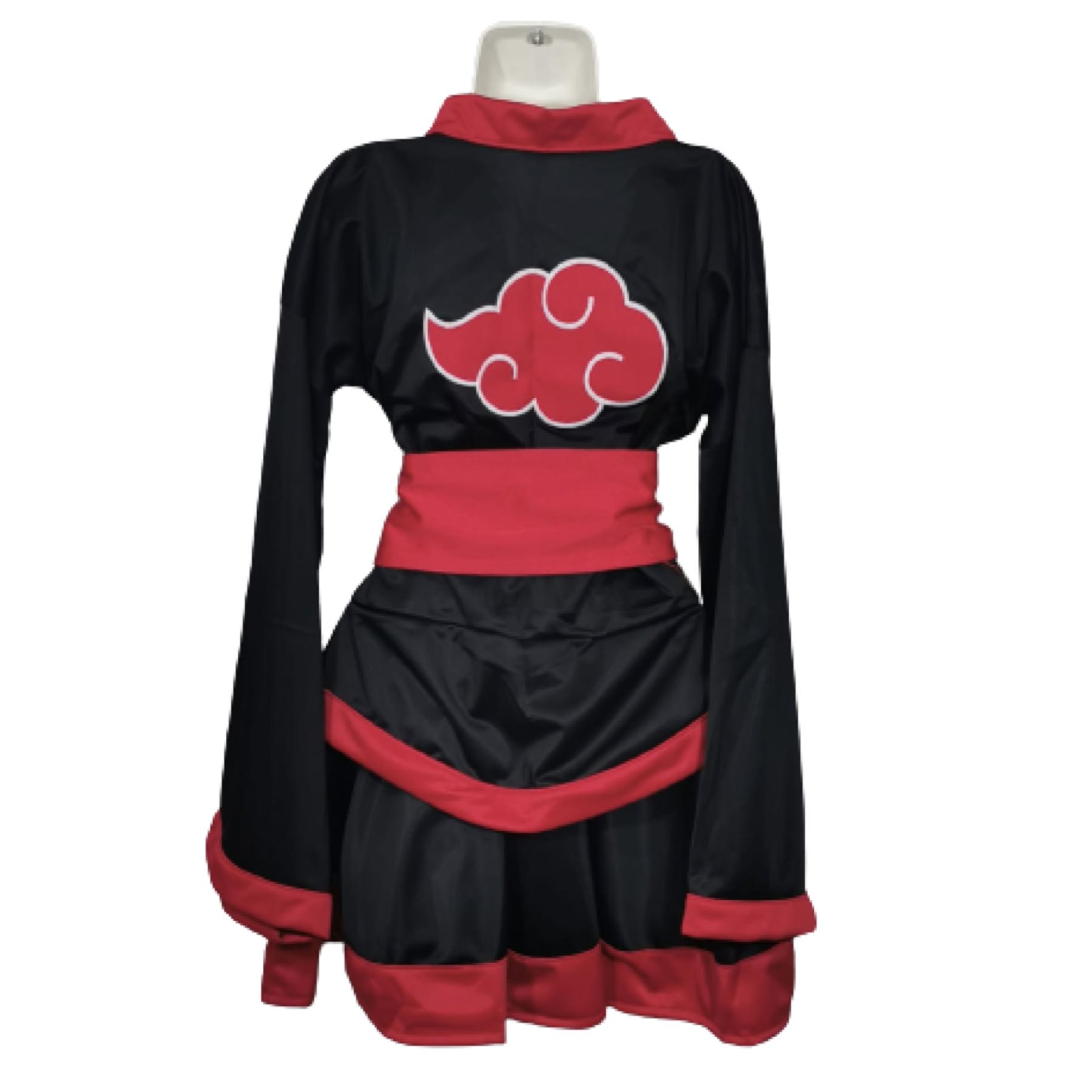 Cosplay Naruto Combo Vestido Akatsuki Mujer Nubes + Banda Itachi + 4 Kunais Sasori Conjunto Falda Saco Unitalla Dama