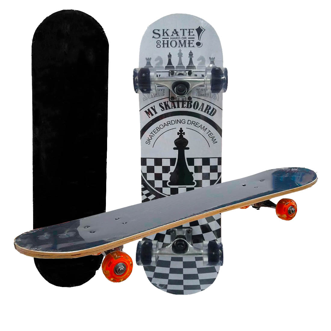 Patineta Clásica Skateboard Madera Clasica Ruedas Con Luz