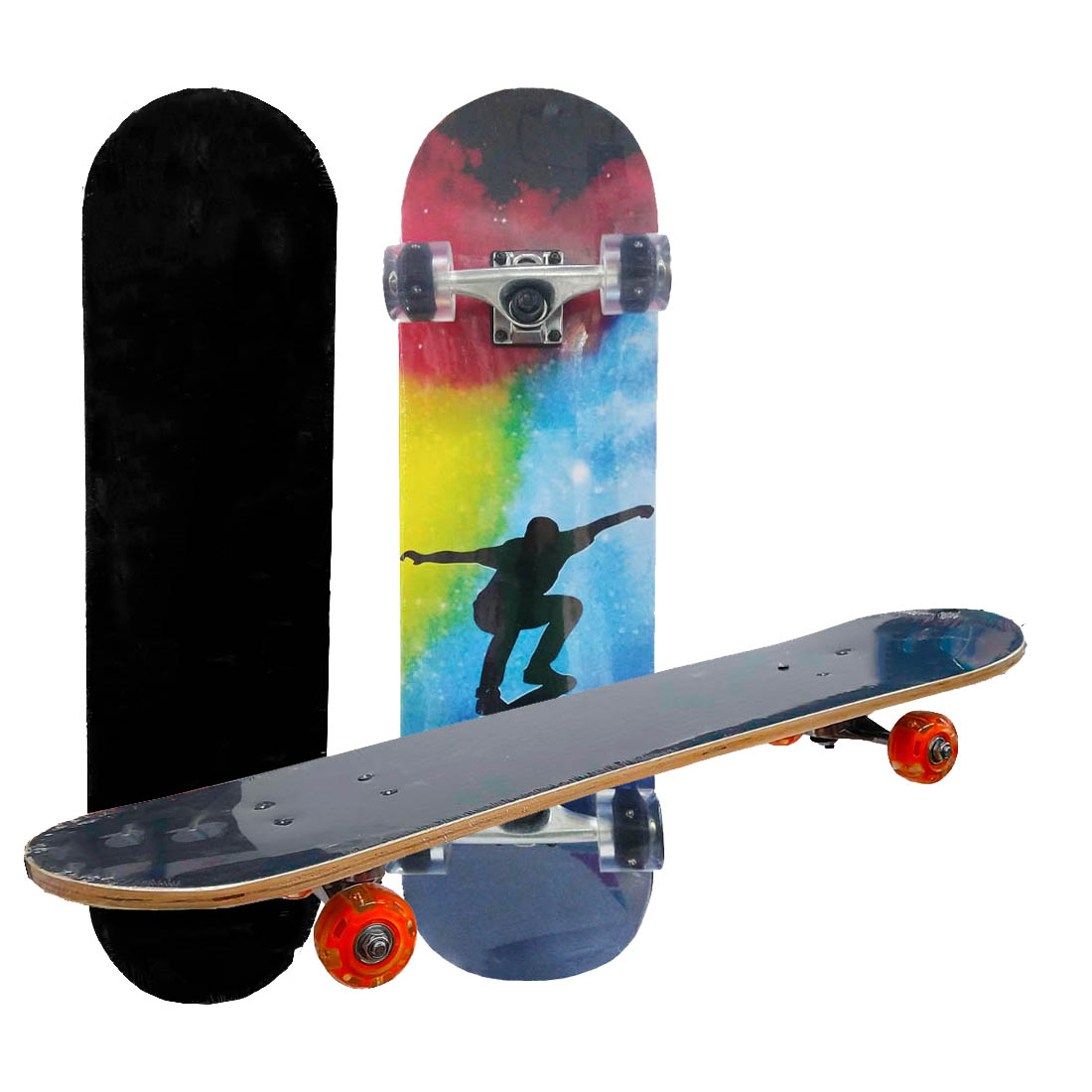 Patineta Clásica Skateboard Madera Clasica Ruedas Con Luz