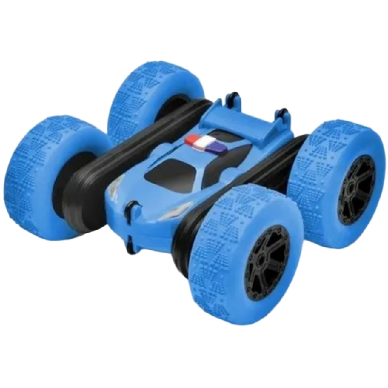 Stunt Car Azul Spray Carro Acrobático Radio Control Rota Y Camina