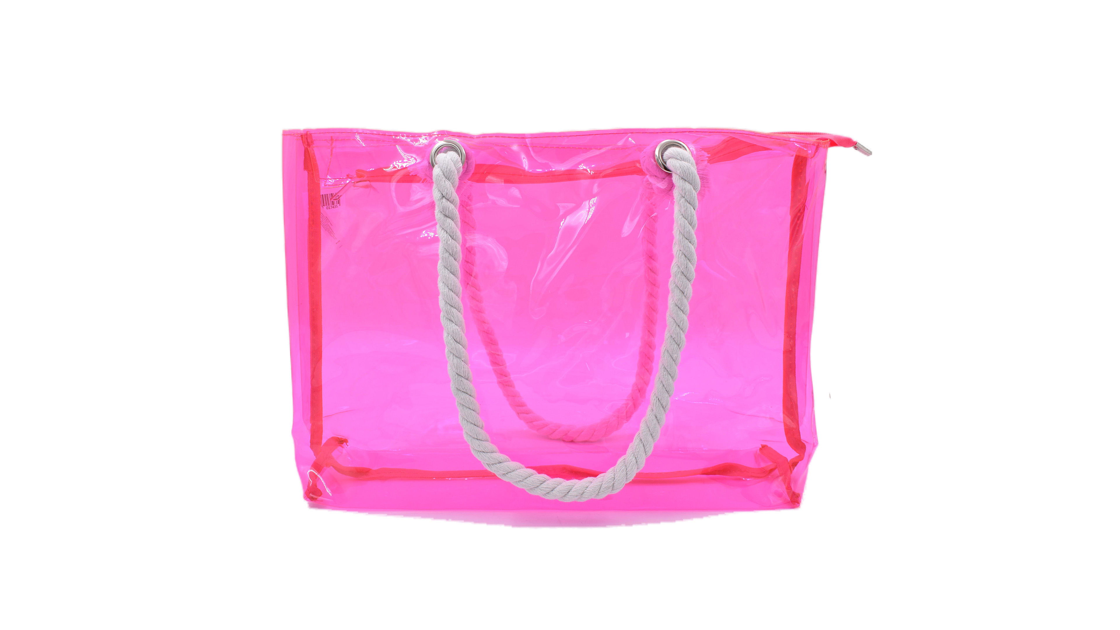 SP!CE, Bolsa de playa transparente, rosa neón, mujer..