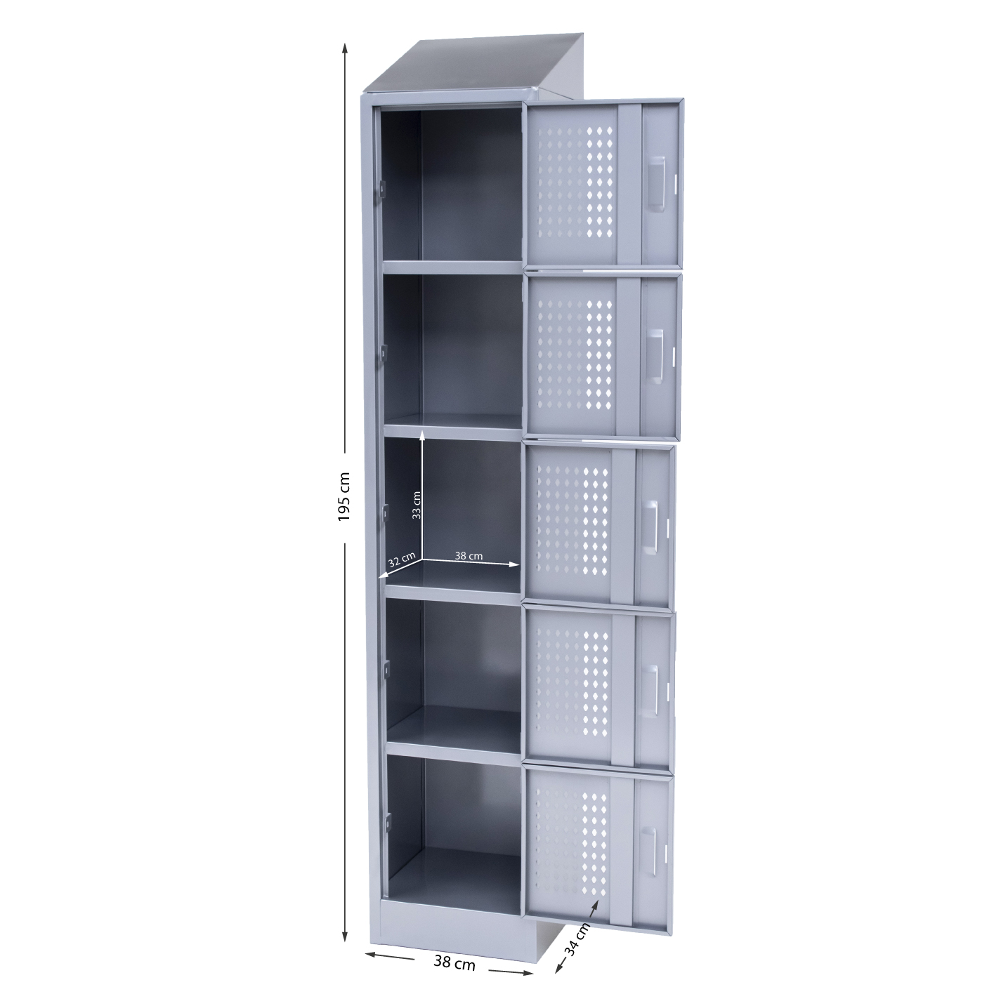 LOCKER DE 5 PUERTAS CON REJILLA Y COPETE