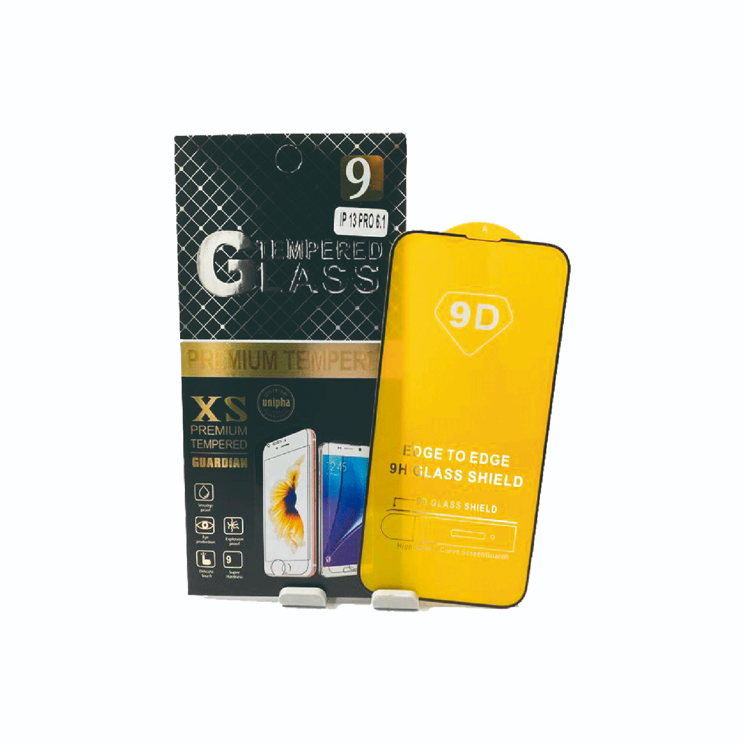 Mica Para Celular Cristal Templado 9d Borde Negro 2pzs