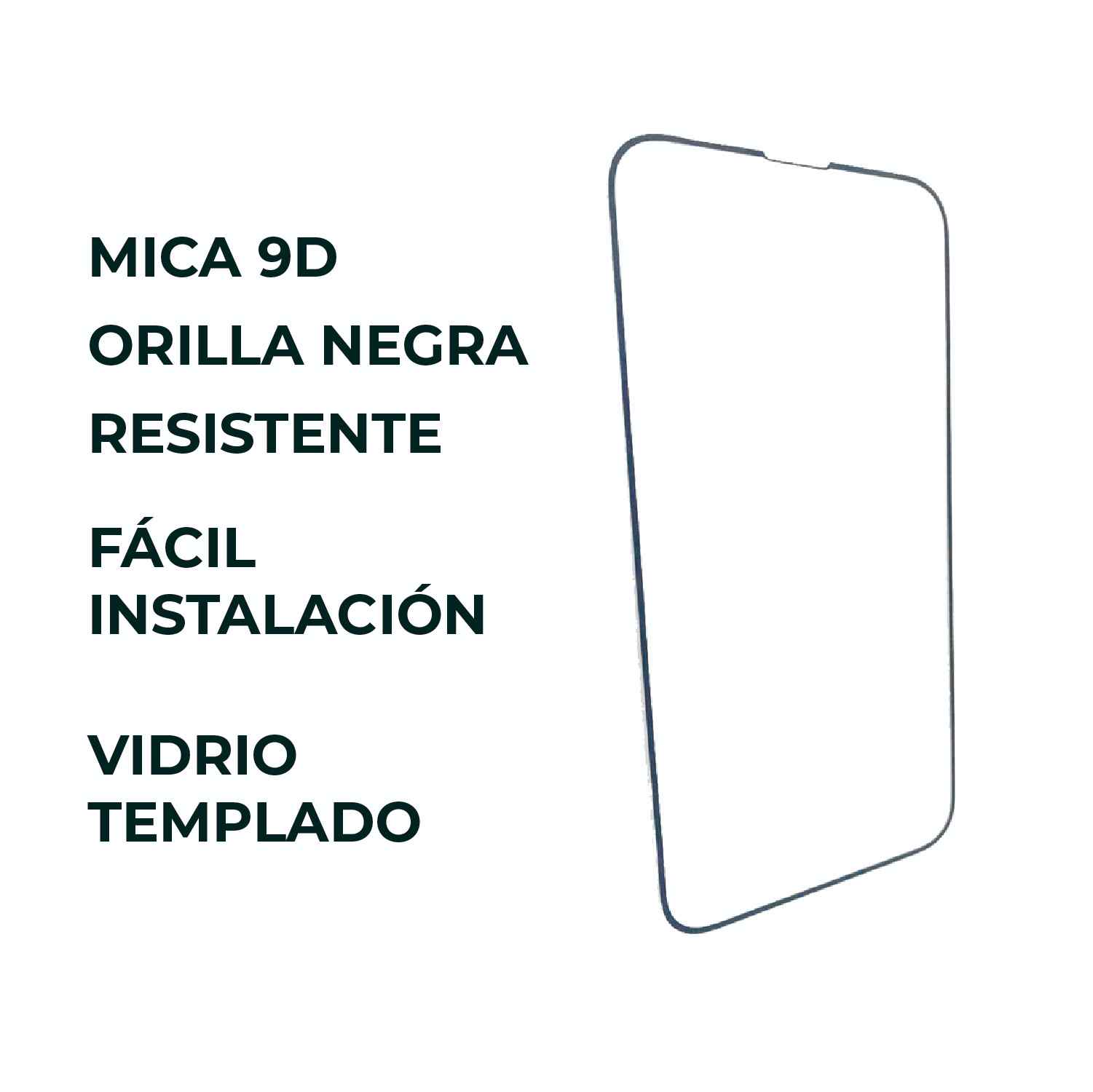 Mica Para Celular Cristal Templado 9d Borde Negro 2pzs