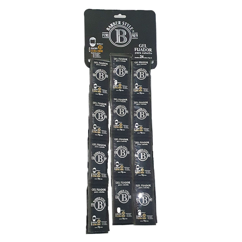24 Pack Sobre Gel Extra Firme Fijador Cabello Hombre 15g