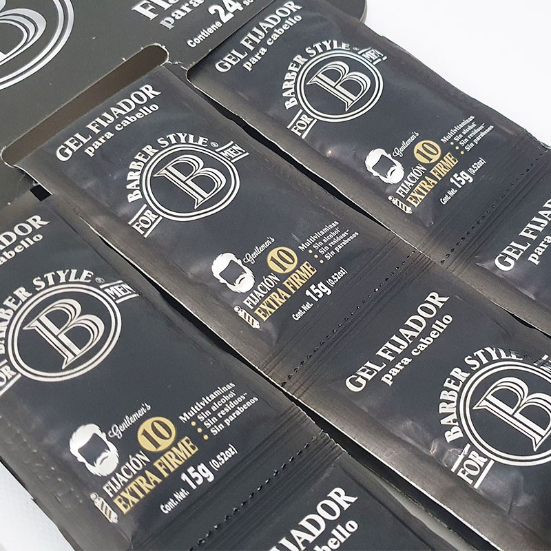 24 Pack Sobre Gel Extra Firme Fijador Cabello Hombre 15g