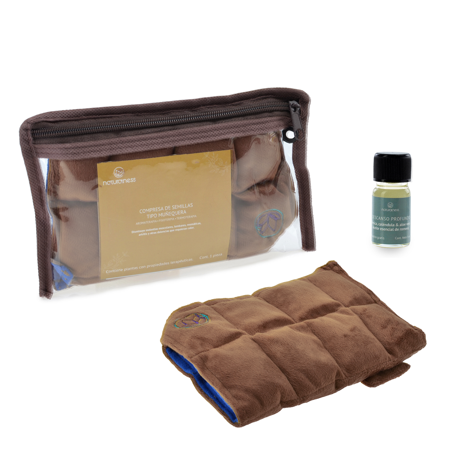 Naturalness - Compresa térmica  Para Muñeca. Tipo muñequera, Elaborada con Semillas y Plantas Medicinales - Línea Ortopédica Ideal para Rehabilitación, Fisioterapia o Descanso (Compresa )