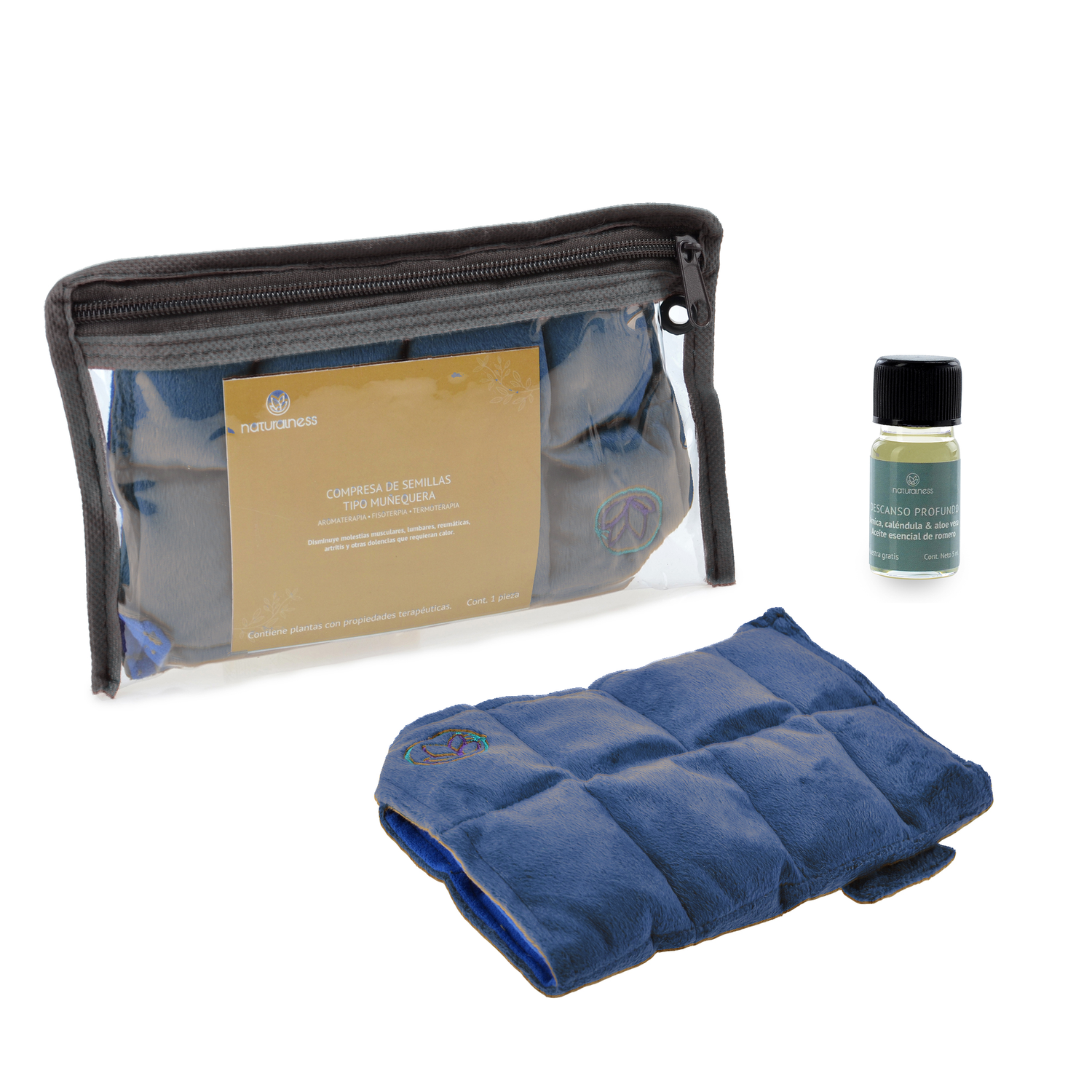 Naturalness - Compresa térmica  Para Muñeca. Tipo muñequera, Elaborada con Semillas y Plantas Medicinales - Línea Ortopédica Ideal para Rehabilitación, Fisioterapia o Descanso (Compresa )