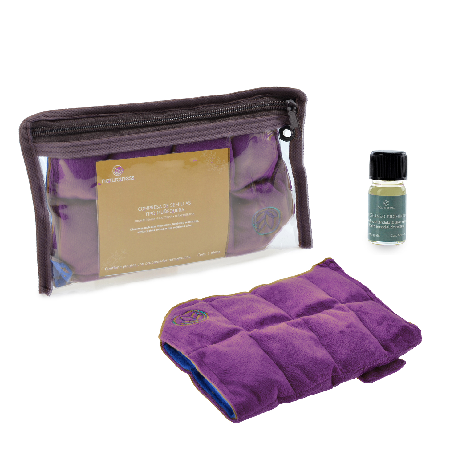 Naturalness - Compresa térmica  Para Muñeca. Tipo muñequera, Elaborada con Semillas y Plantas Medicinales - Línea Ortopédica Ideal para Rehabilitación, Fisioterapia o Descanso (Compresa )