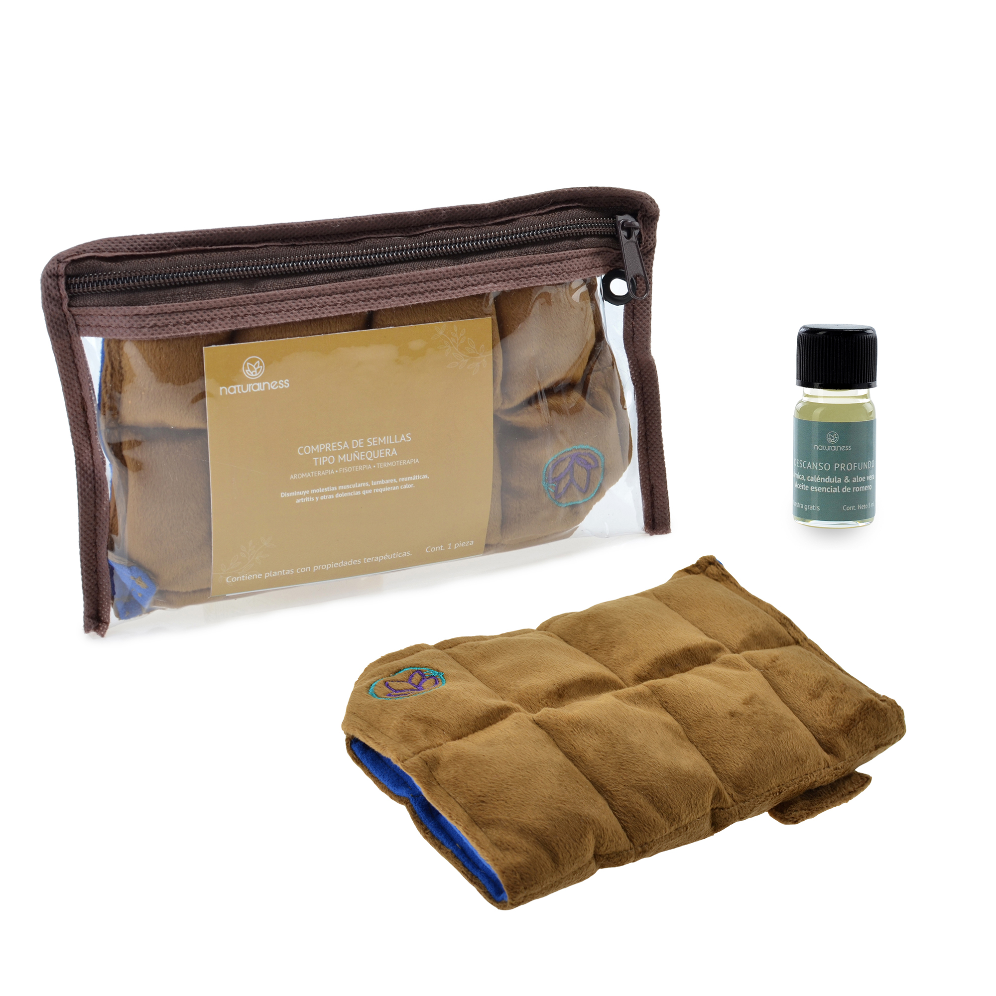 Naturalness - Compresa térmica  Para Muñeca. Tipo muñequera, Elaborada con Semillas y Plantas Medicinales - Línea Ortopédica Ideal para Rehabilitación, Fisioterapia o Descanso (Compresa )