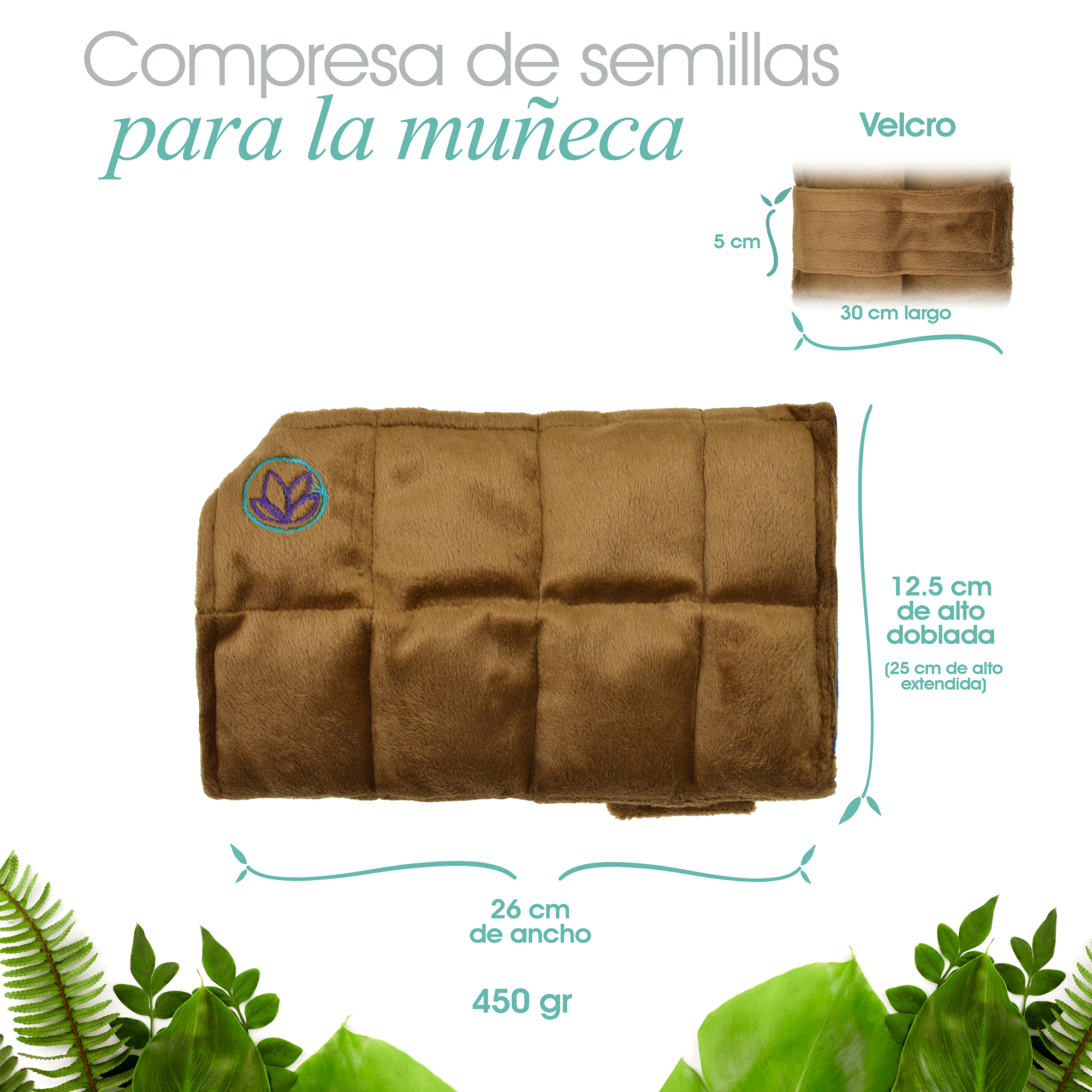 Naturalness - Compresa térmica  Para Muñeca. Tipo muñequera, Elaborada con Semillas y Plantas Medicinales - Línea Ortopédica Ideal para Rehabilitación, Fisioterapia o Descanso (Compresa )
