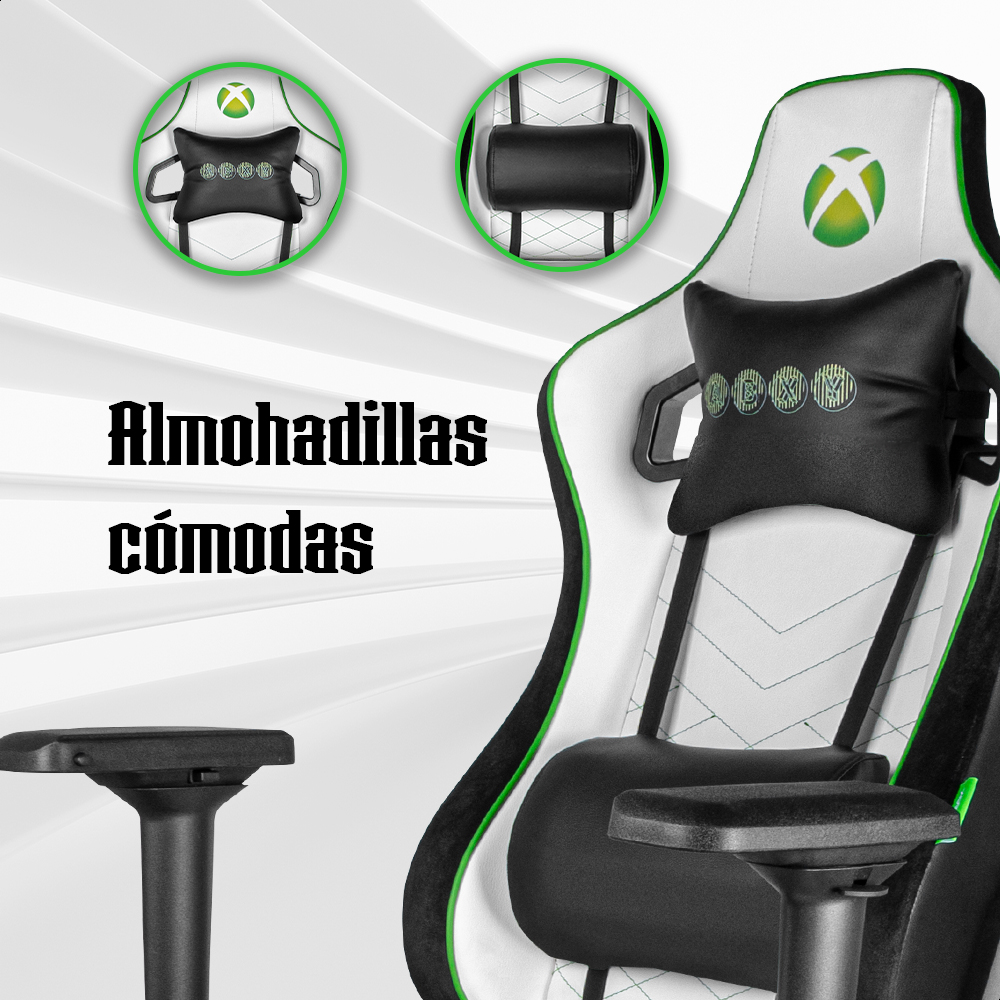 Silla Gamer Xbox Edición Especial  Blanco/Negro Confeccionada en koskin