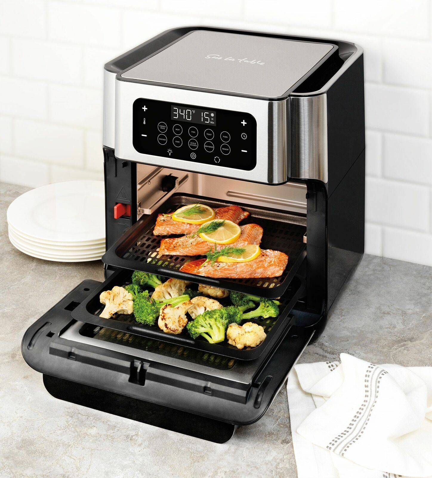 ChefWave Freidora De Aire, Horno, Tostadora, Horno Y Freidora De Aire – Asador De 16 Cuartos De Galón, Deshidratador – Cocina De Encimera De Lujo Con 10 Pinchos, Jaula Para Hornear