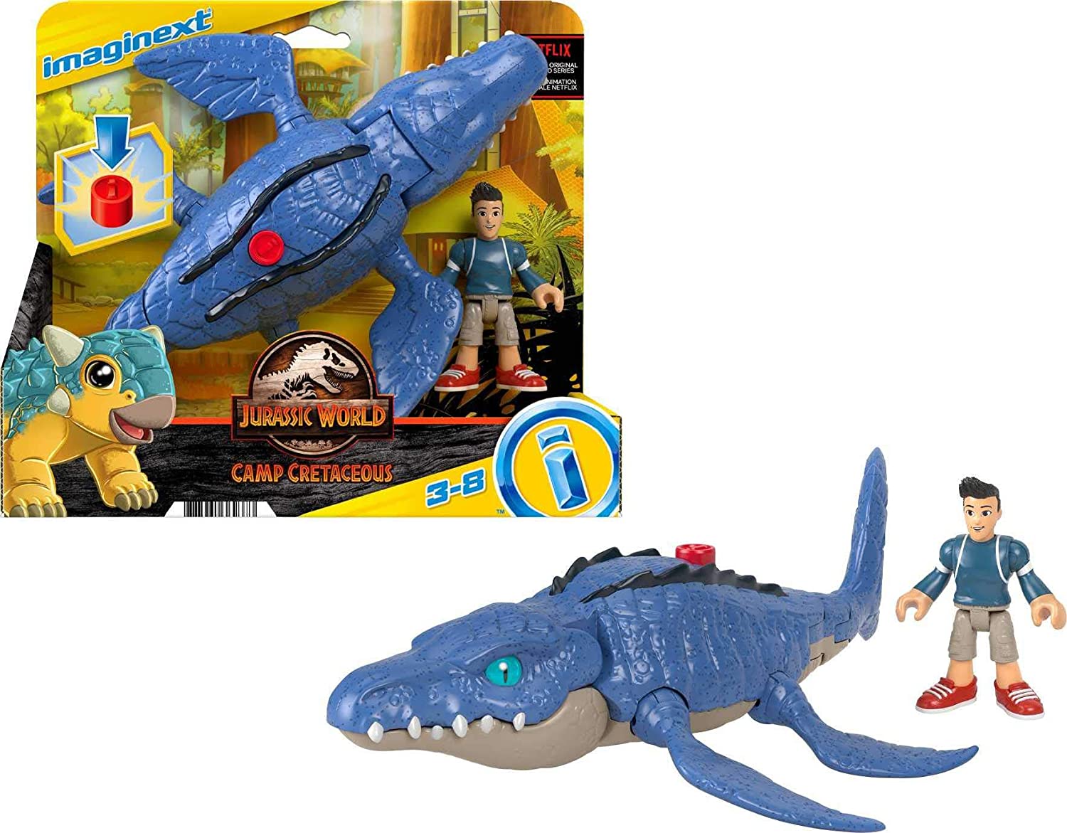 Imaginext Jurassic World Camp Cretaceous Mosasaurus Y Kenji