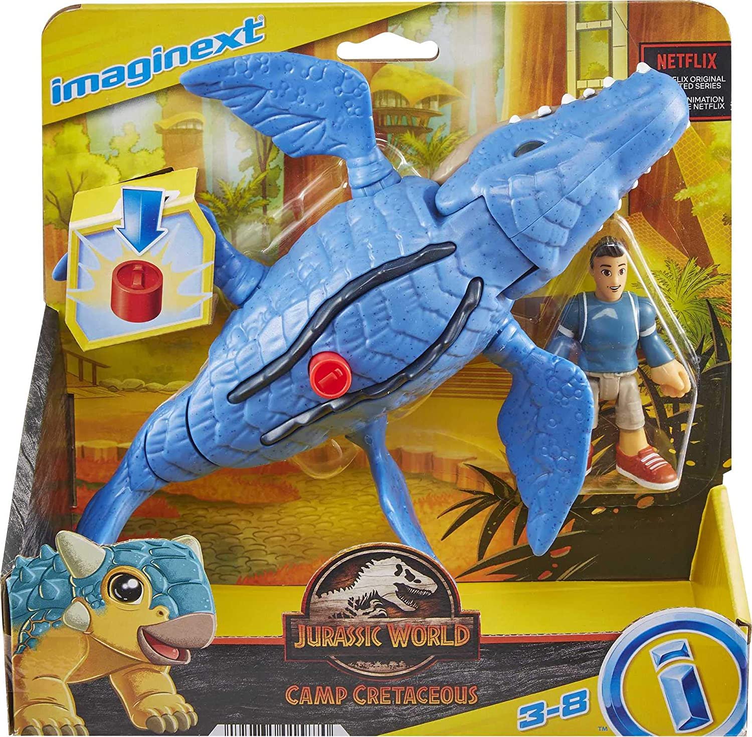 Imaginext Jurassic World Camp Cretaceous Mosasaurus Y Kenji