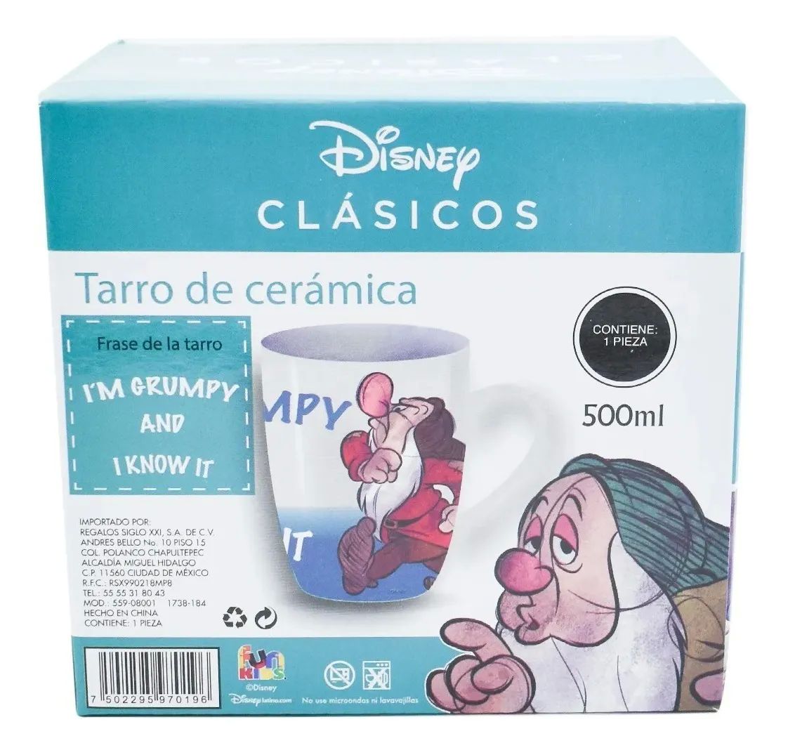 Taza Disney Colección Enanitos Blanca Nieves Cerámica 500ml