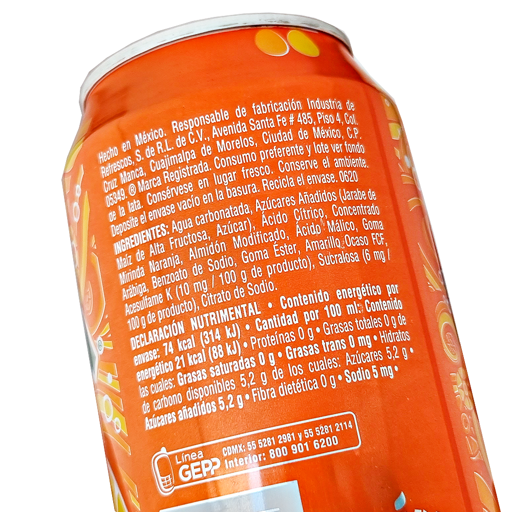 Refresco Mirinda Naranja 335ml Pepsi Gasificado