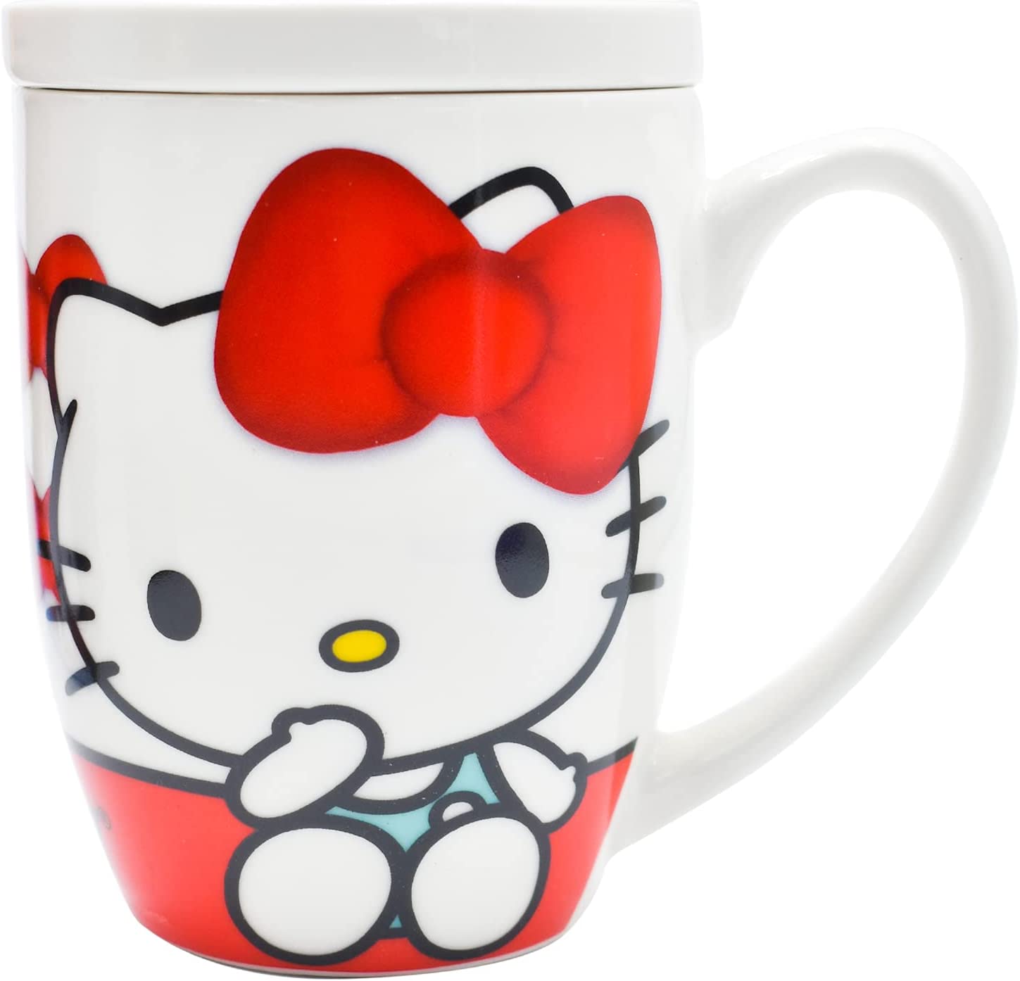 Sanrio 1754-23 Taza Tarro Hello Kitty de Porcelana Con Tapa Original 385 ml