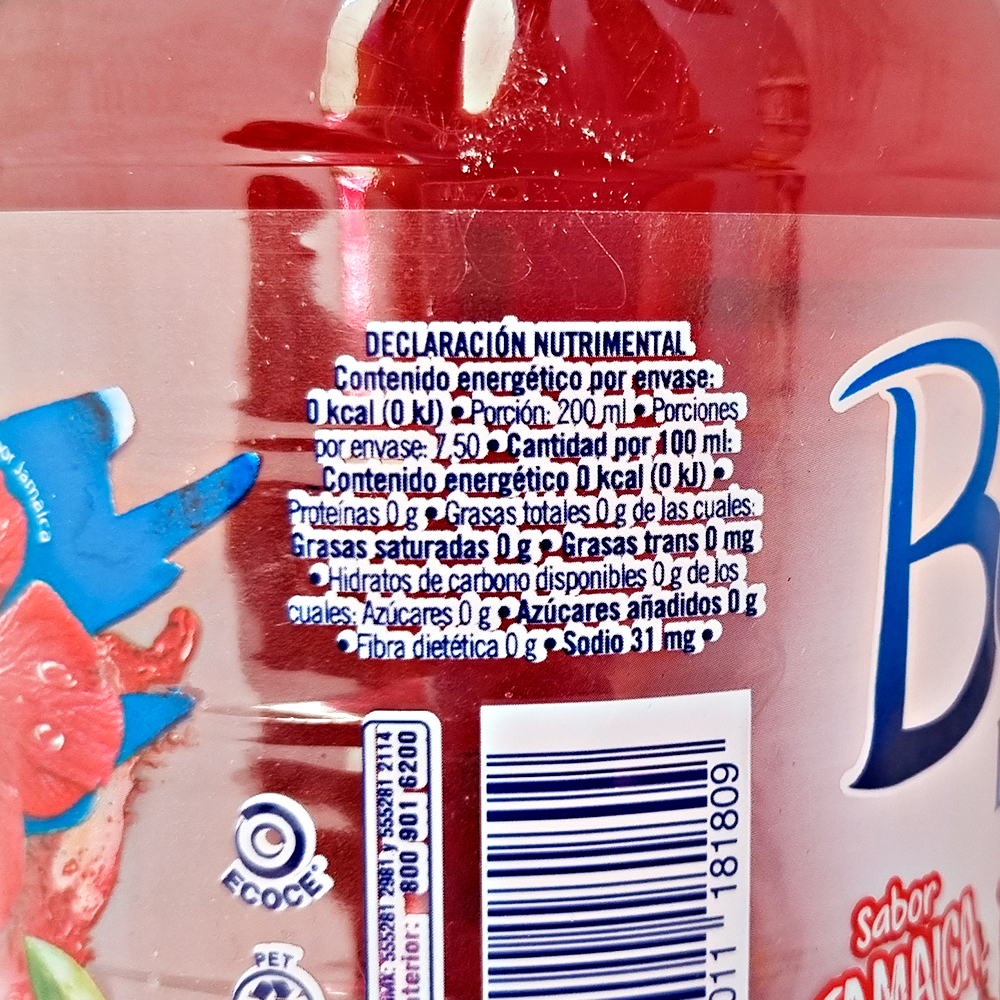 Agua Be Light Jamaica 1.5l Saborizada Sin Calorias Sin Azucar