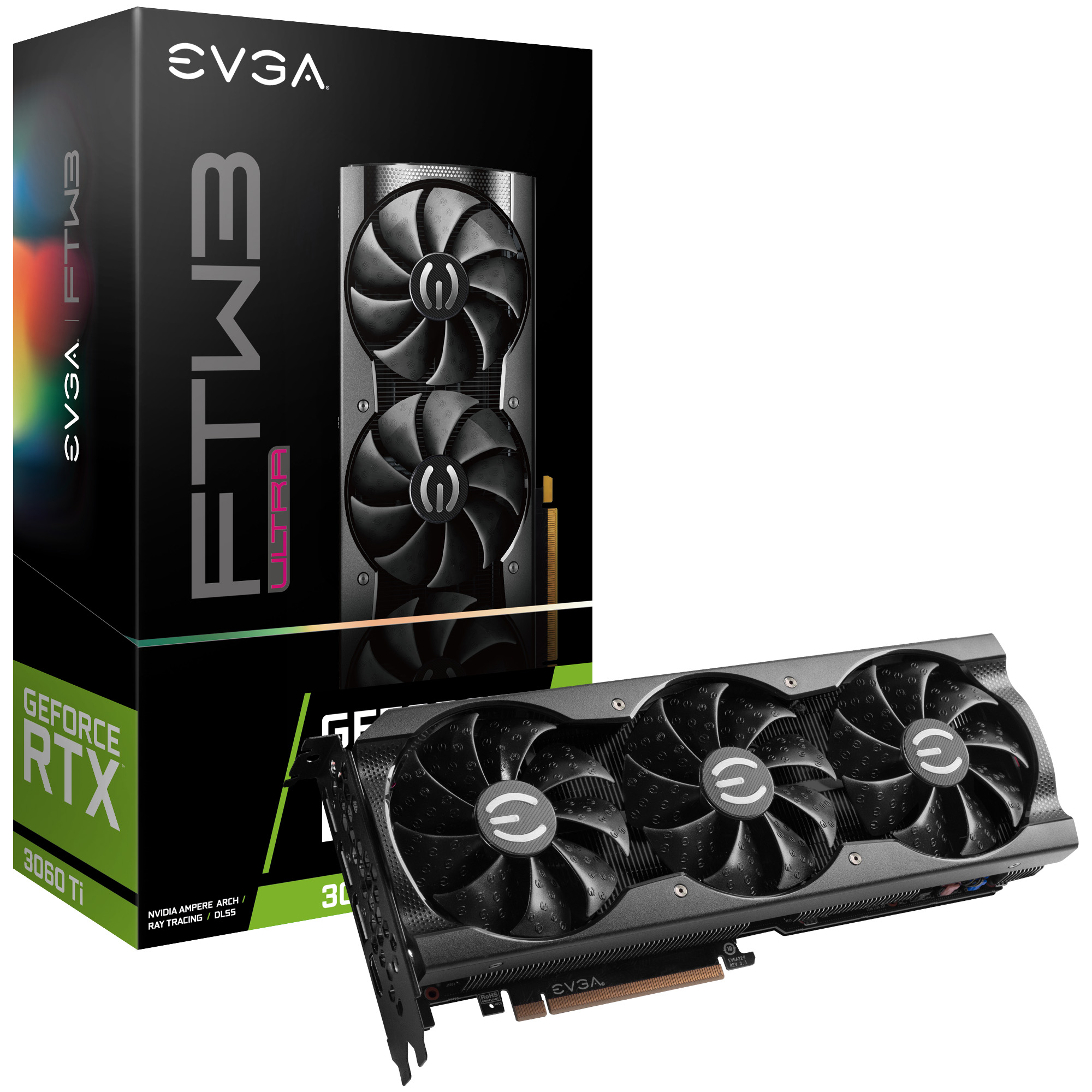 Tarjeta de video RTX 3060 Ti FTW3 de 8GB GDDR6 Ultra Gaming 3 Ventiladores