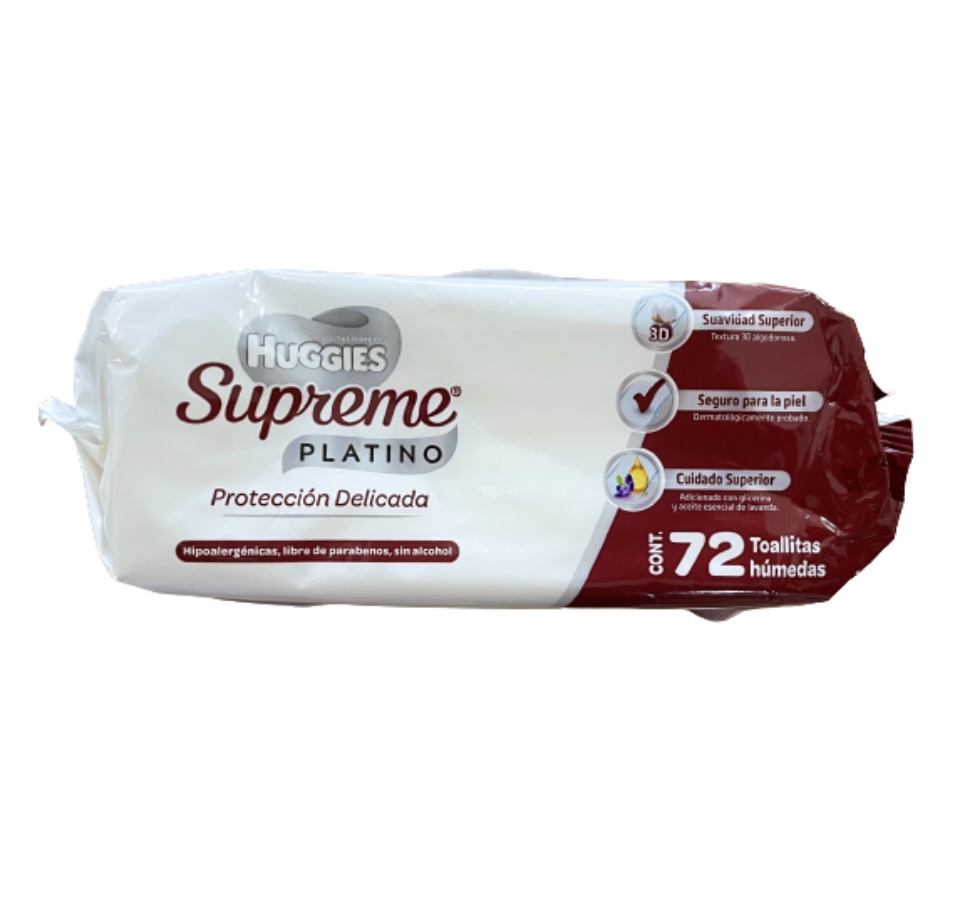 Toallitas Húmedas Huggies Supreme Platino pack de 72 piezas  