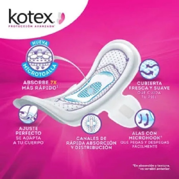 Kotex Anatómicas Toallas Femeninas Con Alas 70 Piezas