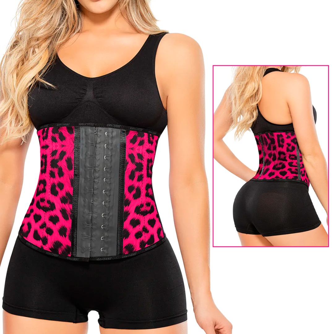Fajas Colombianas Cinturilla Moldeadora De figura, Cinturilla Latex Reductora De Medidas, Faja Colombiana Afina Cintura Animal Print Mujer Con Broches Alta Compresion