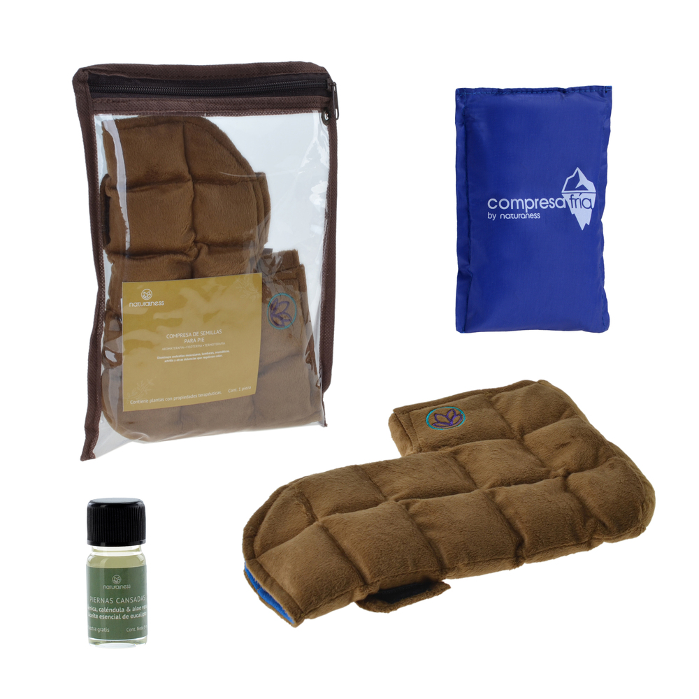 Paquete Compresa para Pie/Tobillo (tamaño chico) elaborada con semillas y plantas medicinales + gel para terapia fría. Ortopédica, Ideal para Rehabilitación, Fisioterapia y Descanso 