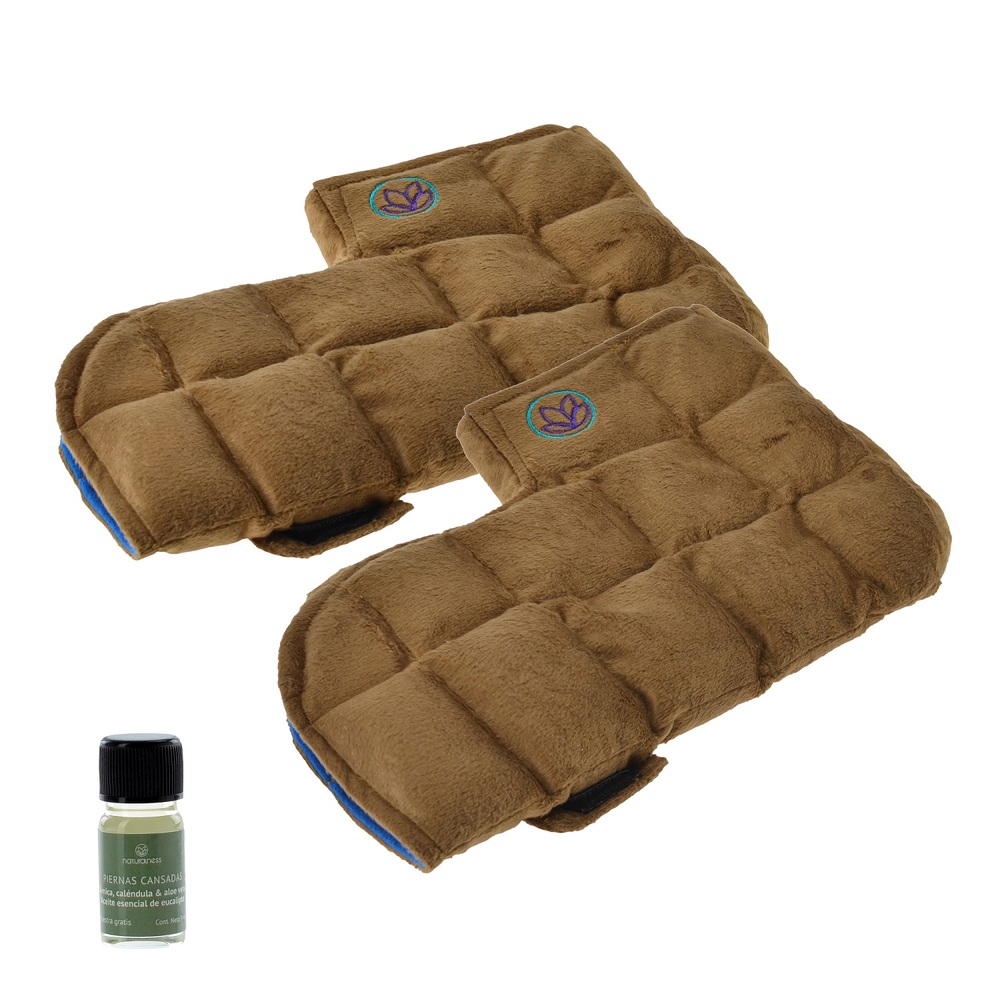 Par de  Compresas  para Pie y tobillo, Elaborada con Semillas y Plantas Medicinales - Línea Ortopédica Ideal para Rehabilitación, Fisioterapia o Descanso linea ortopédica, para gota, Fascitis plantar  o mantenerlos calientiros (Par para pies chico  color bronce) 