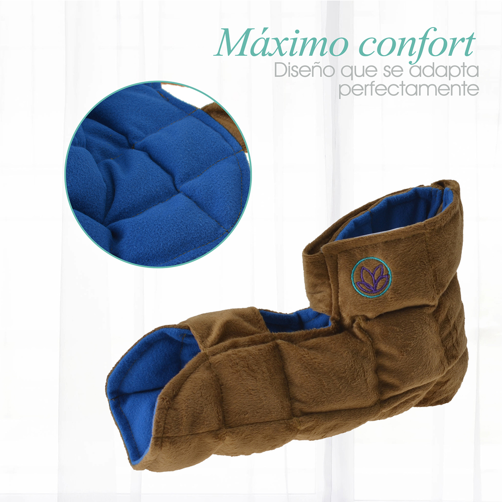 Par de  Compresas  para Pie y tobillo, Elaborada con Semillas y Plantas Medicinales - Línea Ortopédica Ideal para Rehabilitación, Fisioterapia o Descanso linea ortopédica, para gota, Fascitis plantar  o mantenerlos calientiros (Par para pies chico  color bronce) 