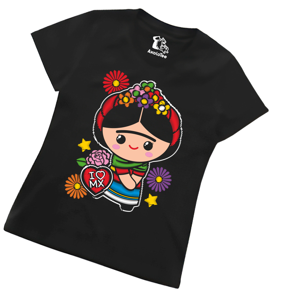 AxoloTee Playera Dama - Frida I Love MX