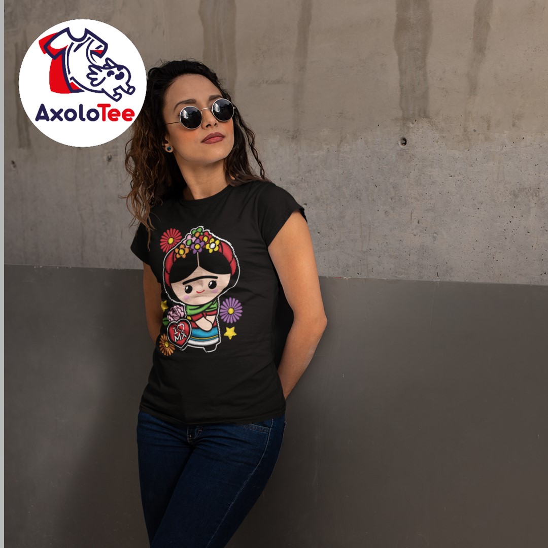 AxoloTee Playera Dama - Frida I Love MX
