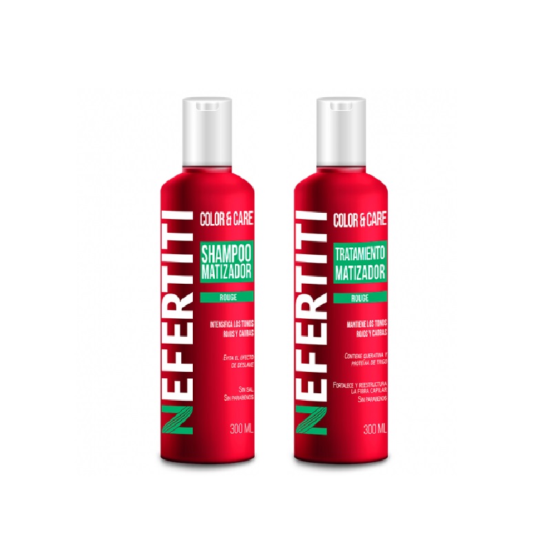 Nefertiti Color and Care Shampoo matizador/ Tratamiento matizador Rouge 300ml 