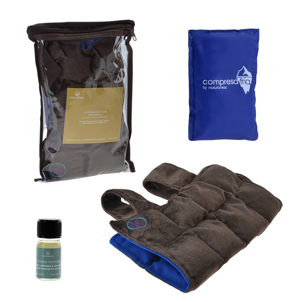 Paquete. Compresa Para Rodilla. Elaborada con Semillas y Plantas Medicinales - Línea Ortopédica Ideal para Rehabilitación, Fisioterapia y Descanso (Compresa + paquete de gel)