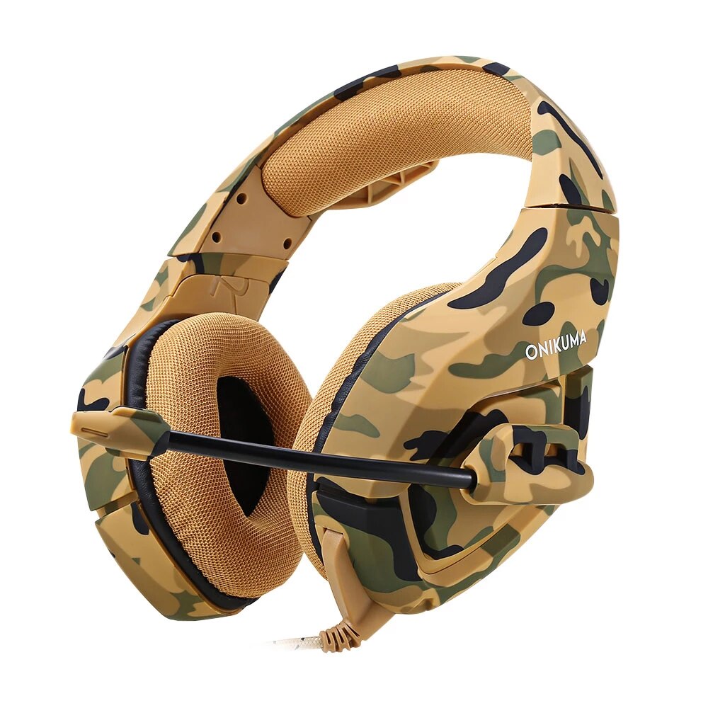 Audifonos gamer con microfono y luz led Onikuma K1B camuflaje amarillo