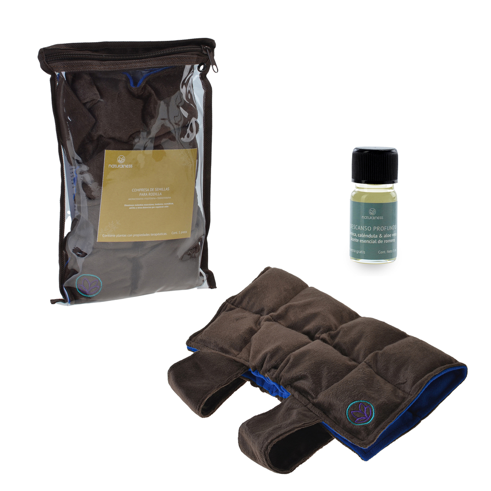 Naturalness - Compresa Rodilla. Elaborada con Semillas y Plantas Medicinales - Línea Ortopédica Ideal para Rehabilitación, Fisioterapia y Descanso.