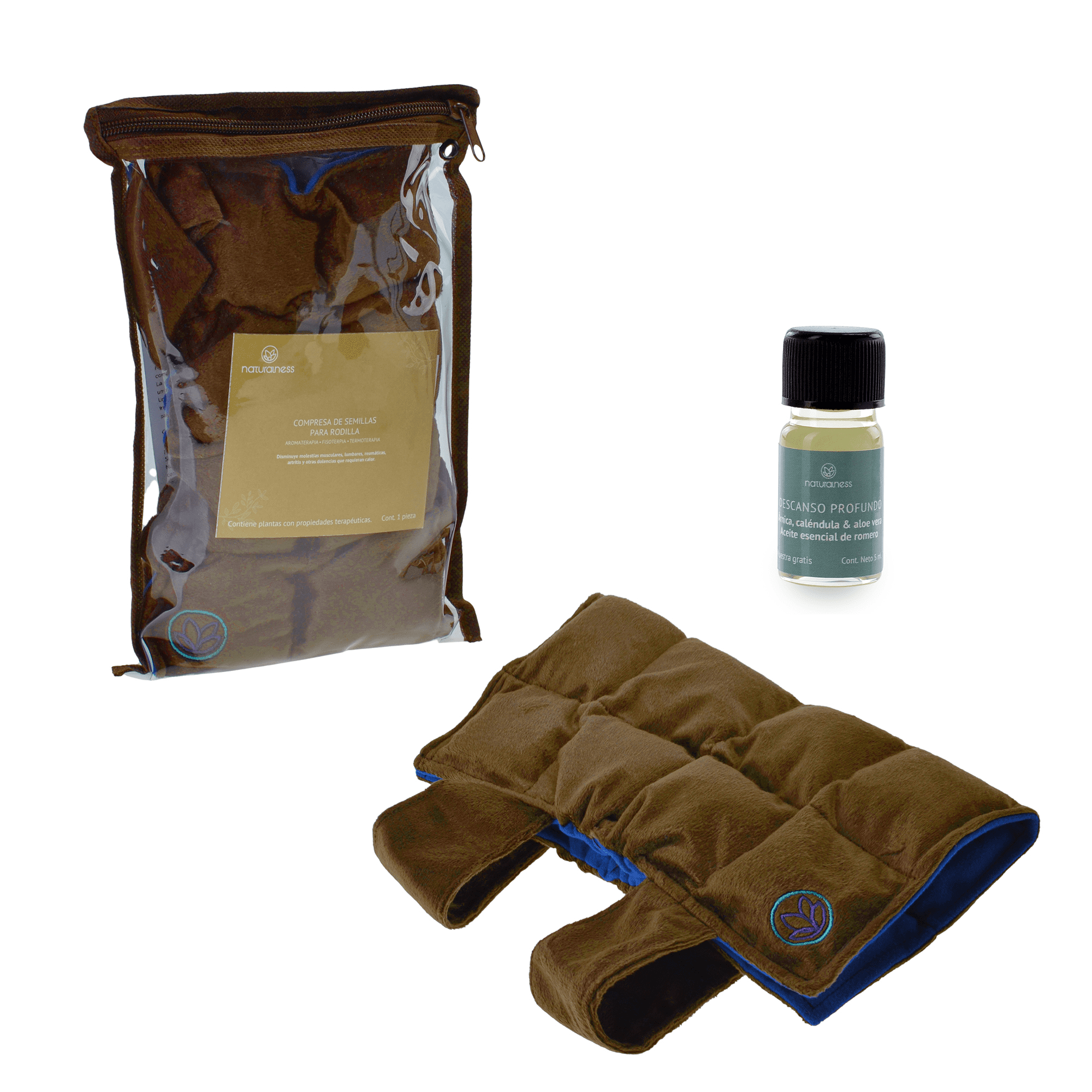 Naturalness - Compresa Rodilla. Elaborada con Semillas y Plantas Medicinales - Línea Ortopédica Ideal para Rehabilitación, Fisioterapia y Descanso.