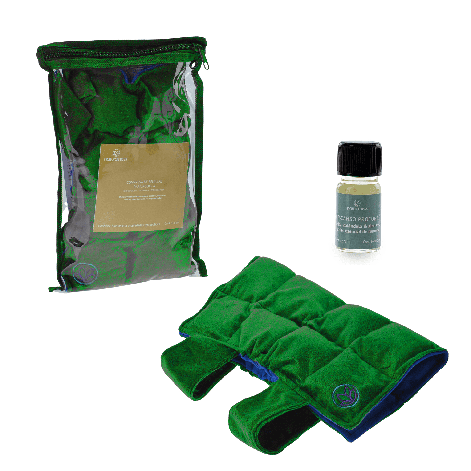 Naturalness - Compresa Rodilla. Elaborada con Semillas y Plantas Medicinales - Línea Ortopédica Ideal para Rehabilitación, Fisioterapia y Descanso.