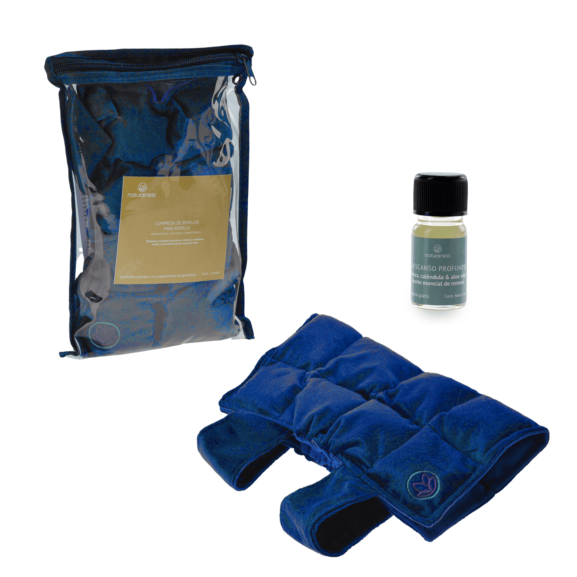 Naturalness - Compresa Rodilla. Elaborada con Semillas y Plantas Medicinales - Línea Ortopédica Ideal para Rehabilitación, Fisioterapia y Descanso.