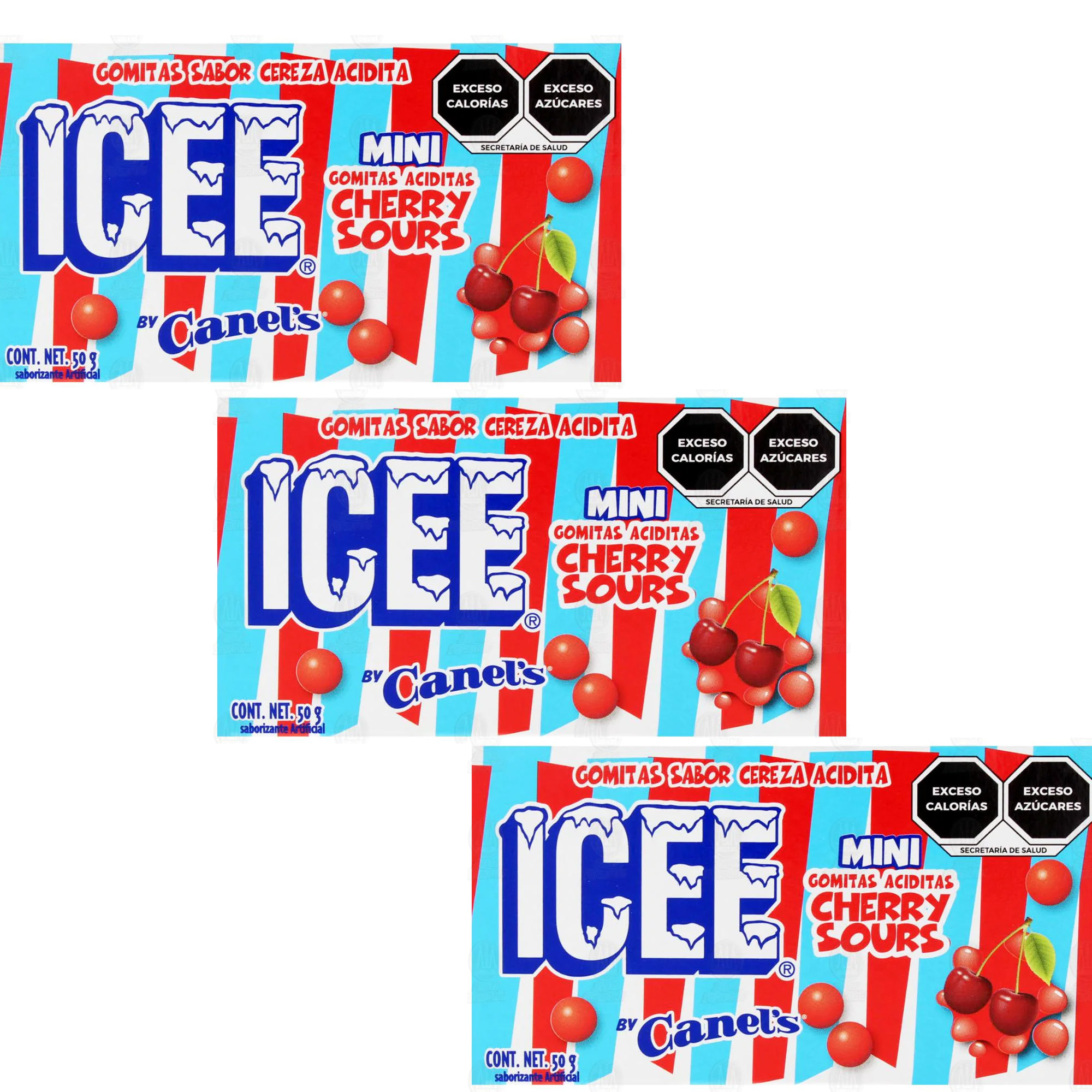 Icee Cherry Sours Mini Gomitas Sabor Cereza Canels 3pzs 0723