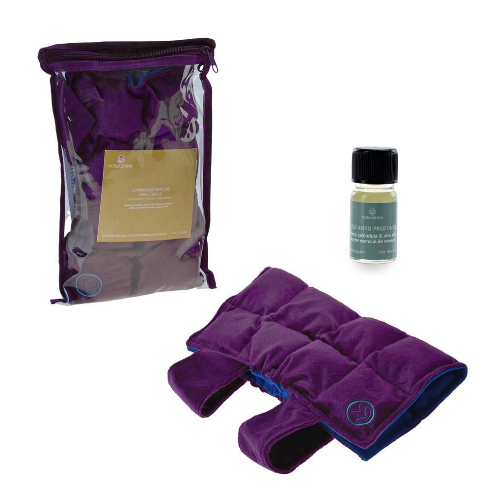 Naturalness - Compresa Rodilla. Elaborada con Semillas y Plantas Medicinales - Línea Ortopédica Ideal para Rehabilitación, Fisioterapia y Descanso.