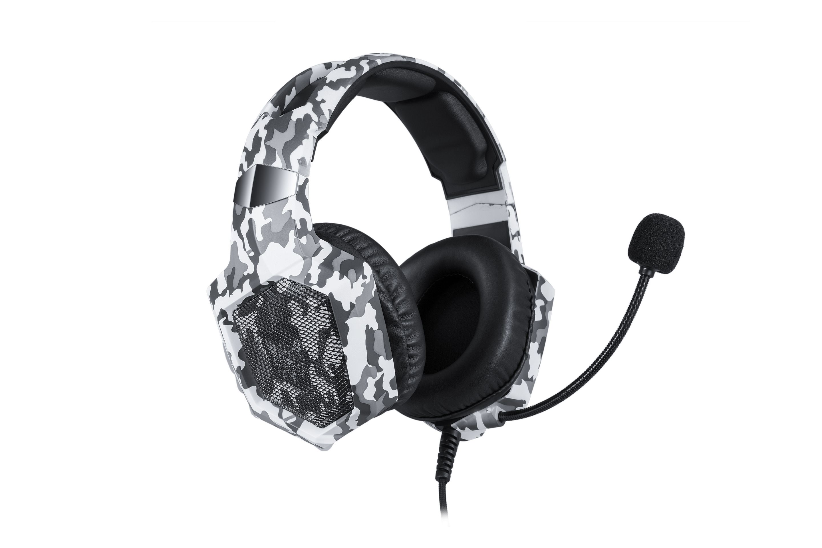 Audifonos gamer con microfono y luz led Onikuma K8 camuflaje blanco