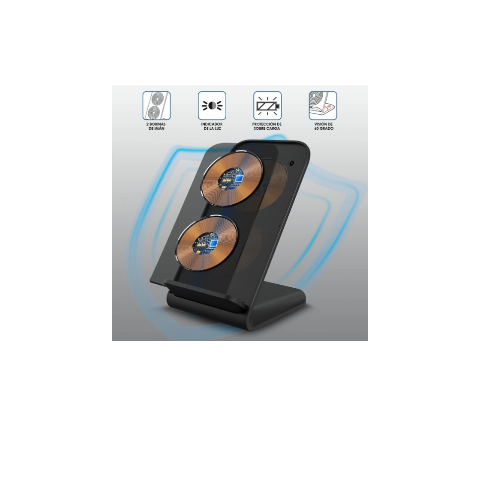 Cargador Inalámbrico Qi Con Carga Turbo Qc 3.0 Ip/sa 1 Hora.