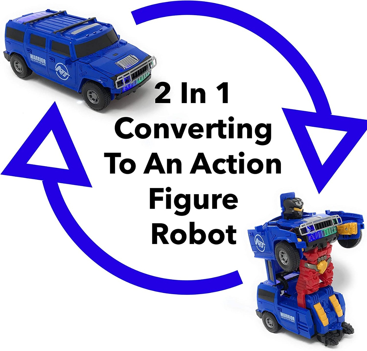 Camioneta Robot Azul Transformer Warrior Luz y Sonido Juguete Niños