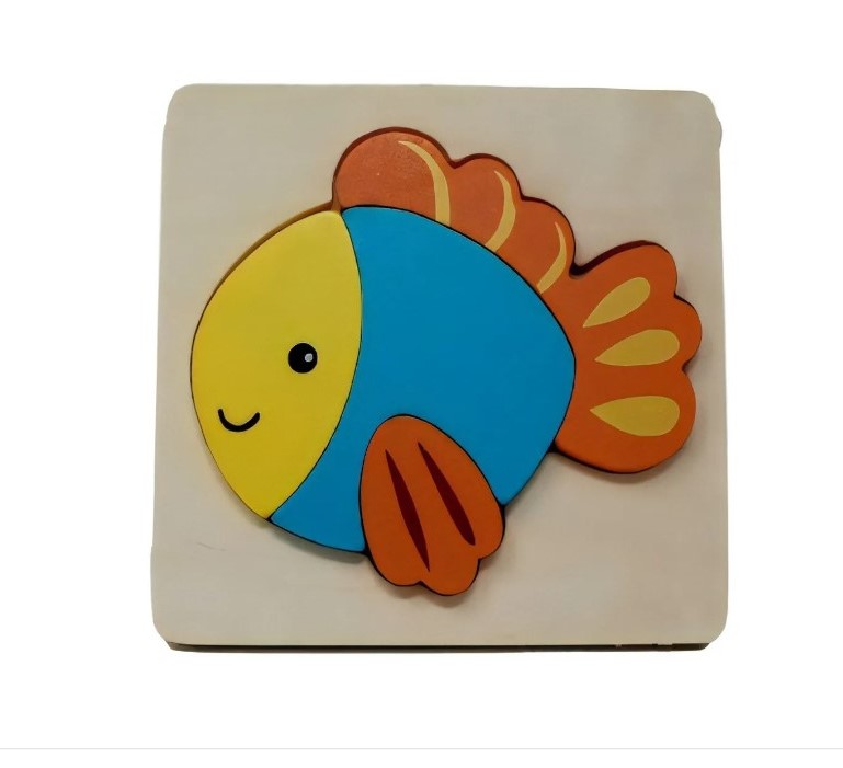 Rompecabezas de Madera fish didáctico Para Niños